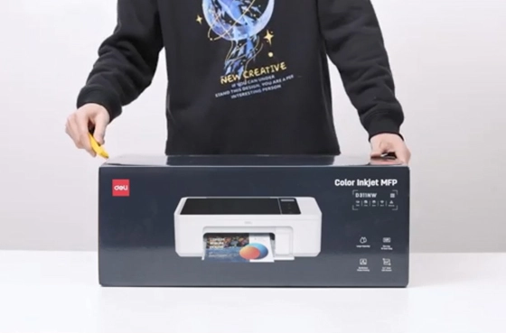 01 unpacking Video Deli Printer D311NW เครื่องพิมพ์อิงค์เจ็ท